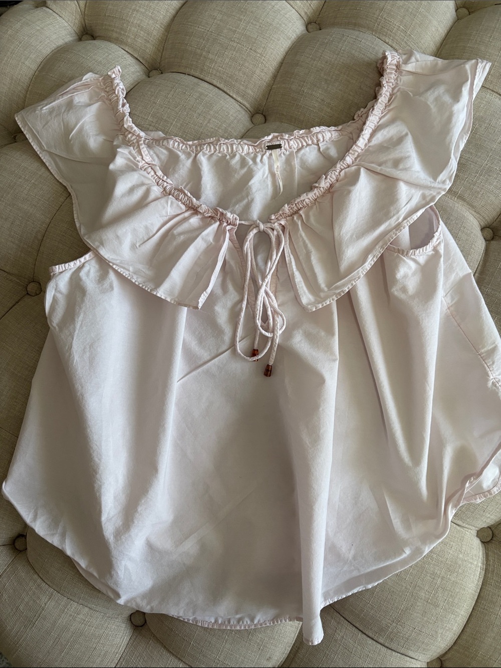 Free People Light Pink Ruffle-Trim Chemise Too